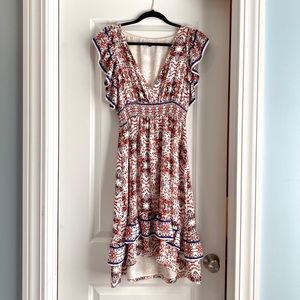 Midi length v neck dress